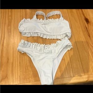 White/Bridal Ruffled Bikini Set